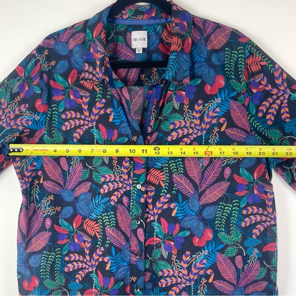 NIC+ZOE Vibrant Garden Crinkle Shirt, Button Down Rio Floral Cotton Petite Large - Picture 6 of 13